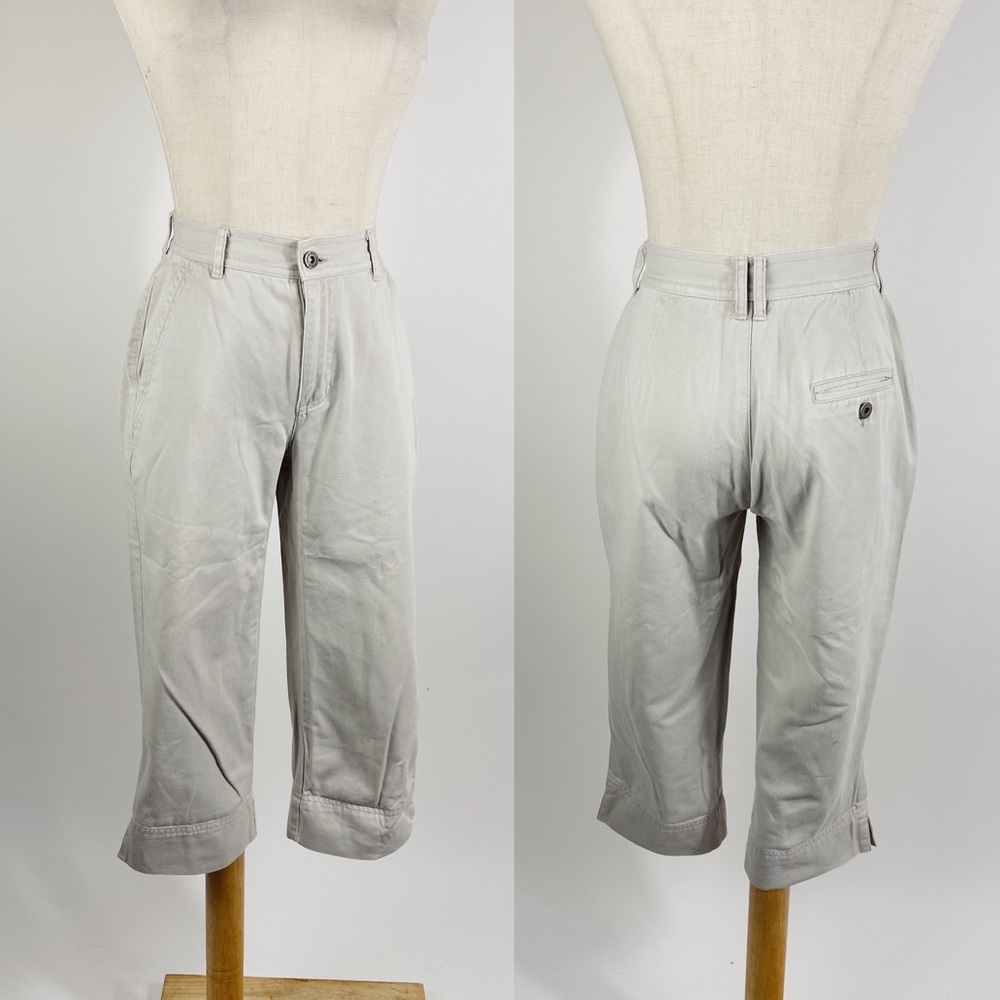 VINTAGE 90s High Rise Light Khaki Tan Capris Womens 00